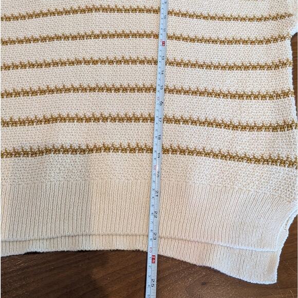 Madewell Antique Cream Canby Button Mockneck Sweater in Stripe, size XL - Picture 5 of 6